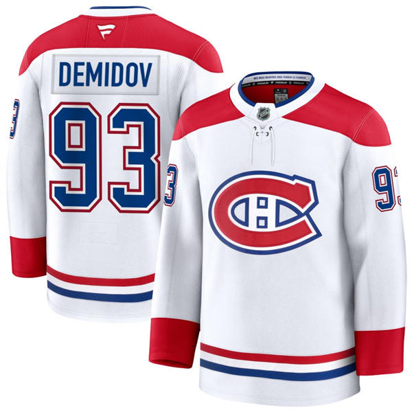 Mens Montreal Canadiens #93 Ivan Demidov Fanatics White Away Jersey